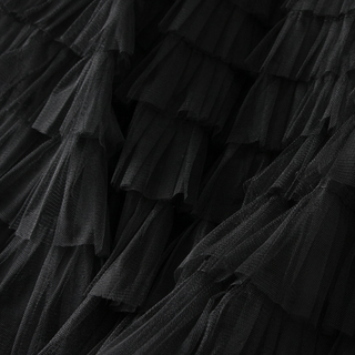 Ruffled Tulle Midi Skirt
