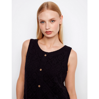 Crochet Button-Up Vest - dolly mama boutique