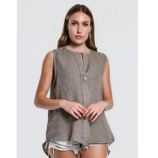 Oksana Hi-Low Linen Tank - dolly mama boutique