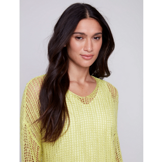 V-Neck Fishnet Crochet Top - dolly mama boutique