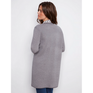 Jacquard Cardigan with Stitch Trim