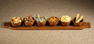 Redwood Teak Tray W/6 Bowls IN-7032 - dolly mama boutique