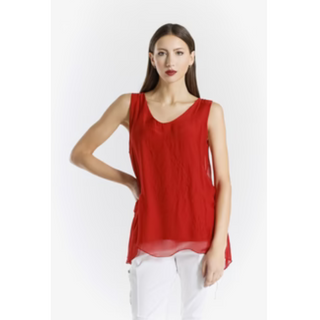 Dina Silk V-Neck Tank - dolly mama boutique