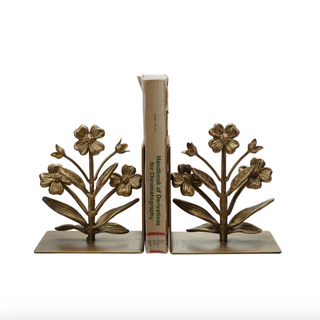 Iron Gold Flower Bookend Set - dolly mama boutique