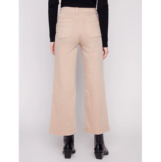 Cropped Wide-Leg Twill Pant