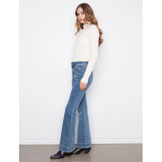 Flare-Leg Stretch Denim Pant