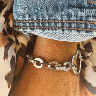 Chunky Open Heart Charm Bracelet - view 4