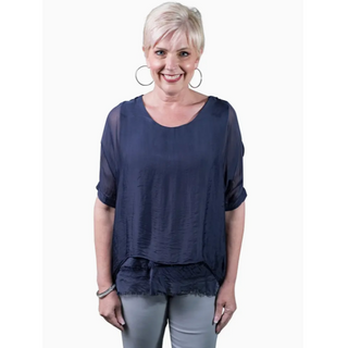 Adriana Double Raw-Edge Top - dolly mama boutique