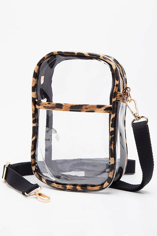 Clear Oblong Crossbody Stadium Bag - Leopard