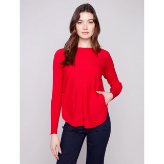 Boatneck Sweater with Pockets - dolly mama boutique