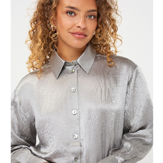Oversized Crinkle Satin Blouse