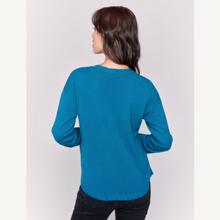 Crew-Neck Ripped Edge Plushy Sweater