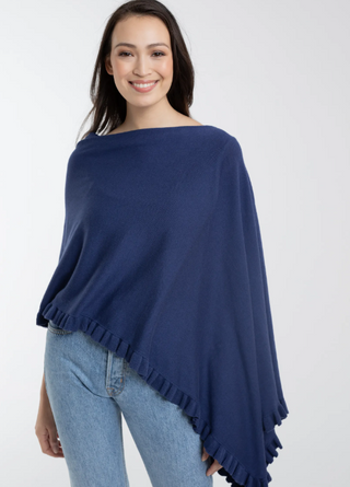 Cotton Cashmere Ruffle Poncho - dolly mama boutique