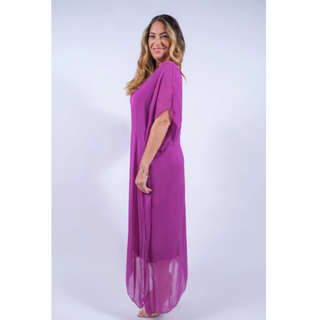 Helen Silk Long Kaftan Dress - dolly mama boutique