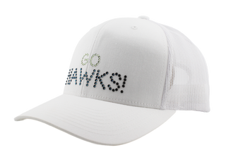 Kourtney Trucker Hat with Crystal Seahawks "GO HAWKS!" - dolly mama boutique
