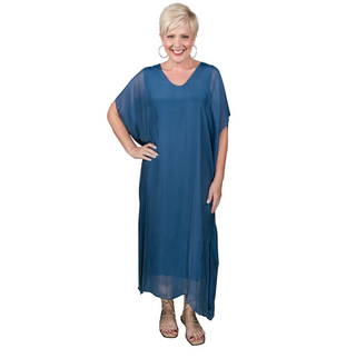 Helen Silk Long Kaftan Dress DSS204 - dolly mama boutique