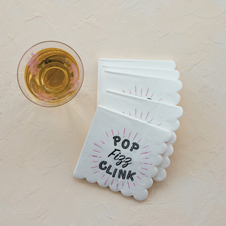 “Pop Fizz Clink” Scalloped Cocktail Napkins