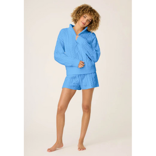 Chenille Cable Knit Quarter-Zip Sweater