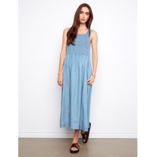 Smocked Tencel Sleeveless Midi Dress - dolly mama boutique