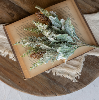 Frosted Holly Pick with Pinecones - dolly mama boutique