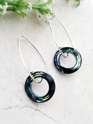 Marquis Halo Earrings - Bermuda Blue - view 3
