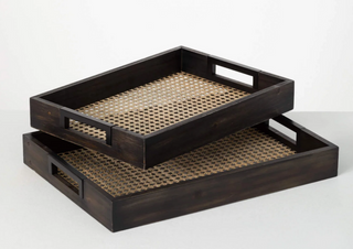 Metal Rattan Serving Tray MET1866 - dolly mama boutique