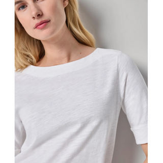 Cuffed Sleeve Boatneck Tee
