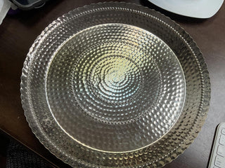 Round Silver Hobnail Tray 12.75”