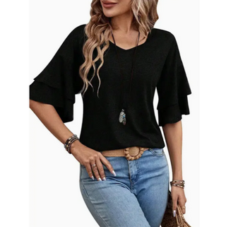 V-Neck Layered-Sleeve Tee