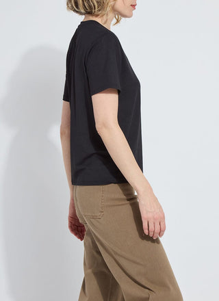 Lyssé Perfect Box-Cut Tee in black, front view