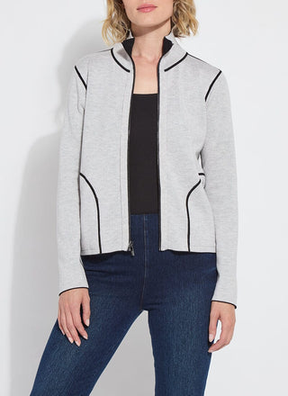 Reversible Zip-Up Cardigan by Lysse in Black/Pearl Grey