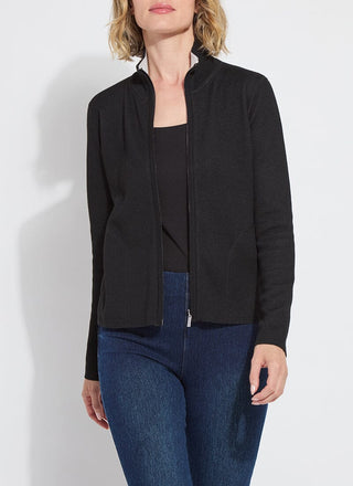 Reversible Zip-Up Cardigan by Lysse in Black/Pearl Grey - view 2
