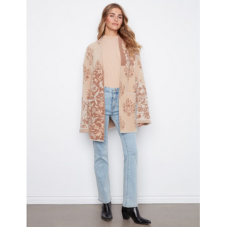Plush Floral Cardigan with Pockets