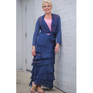Elisa Long Silk Ruffle Skirt - dolly mama boutique