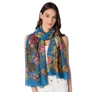 Primula Print Teal Scarf