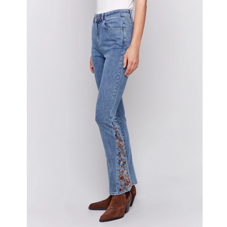 Bootcut Pant with Embroidered Inset - dolly mama boutique