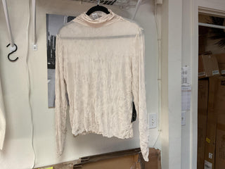 Crinkle Mesh Ruched Turtleneck