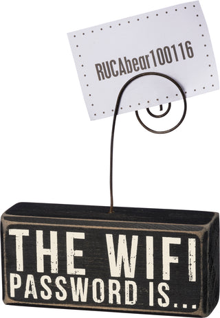 WiFi password photo holder block sign