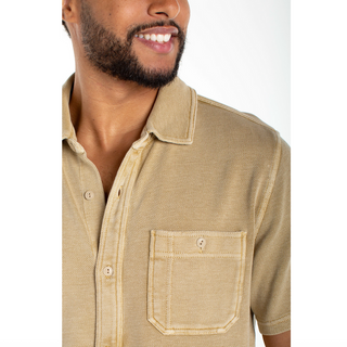 Short-Sleeve Knit Button-Up Shirt - dolly mama boutique