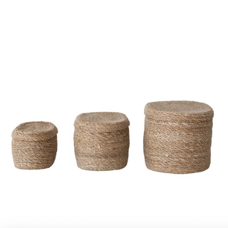 Seagrass Oval Basket with Lid - dolly mama boutique