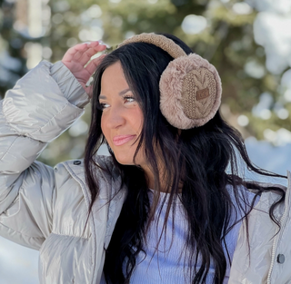 Cable-Knit Faux Fur Earmuff - dolly mama boutique