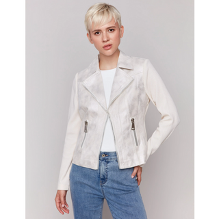 Faux-Leather Knit Jacket