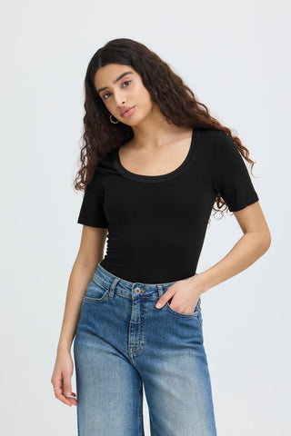 Zola Scoop-Neck Tee - Black