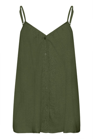 Button Front Tank Dress - Green