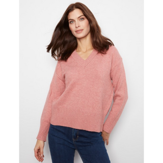 Drop-Shoulder V-Neck Sweater