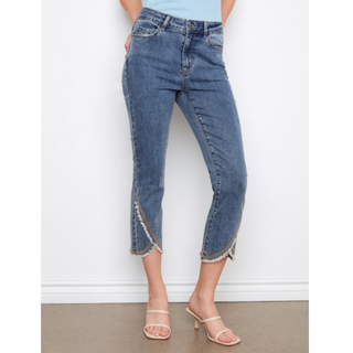 Slim-Leg Tulip Hem Embroidered Denim - dolly mama boutique
