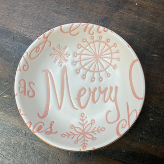 “Merry” Round Stoneware Dish - dolly mama boutique