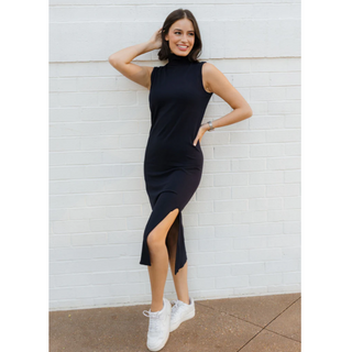 Ribbed Sleeveless Turtleneck Dress