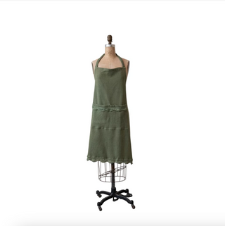 Green Waffle-Weave Apron - dolly mama boutique