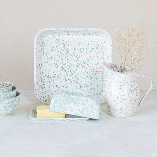 Enamel Splatterware Butter Dish